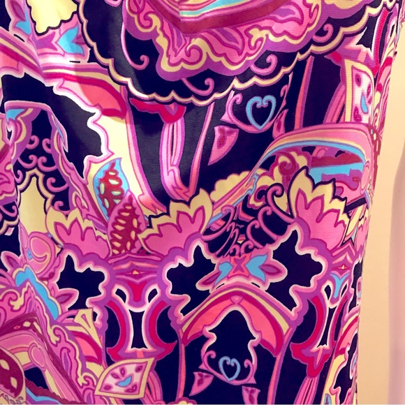 JLO Jennifer Lopez Summer Halter Top Womens Medium Psychedelic Pink Black Yellow - Picture 9 of 10